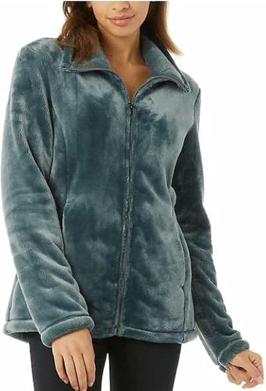 32 Degrees Women's Plush Faux Fur Jacket, Full Zip, Green 2X-LARGE New With Tag